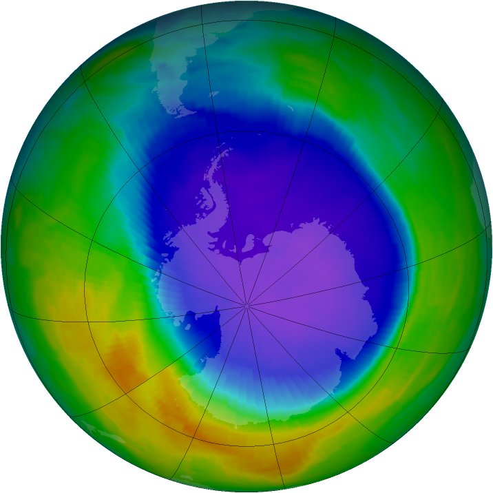 Antarctic ozone map for 13 October 1997